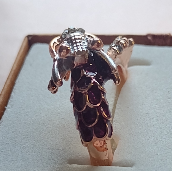 Japanese Dragon ring! Ruby scales sparkling dew point accents - Picture 5 of 5
